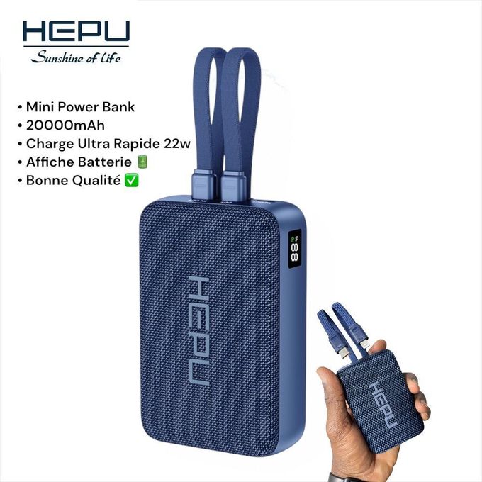 Hepu Mini Powerbank 20000mAh HP-A22 Bleu - 22,5W Charge Super Rapide