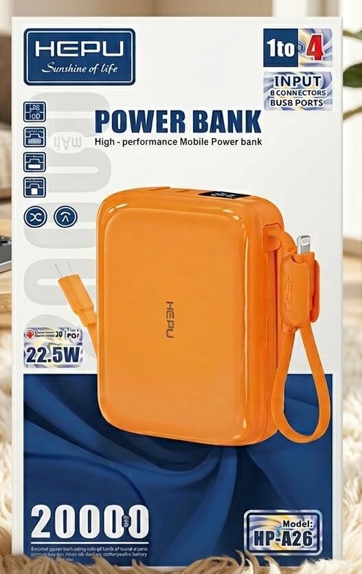 Hepu Mini Powerbank 20000mAh HP-A26 Orange - 22,5W Charge Super Rapide